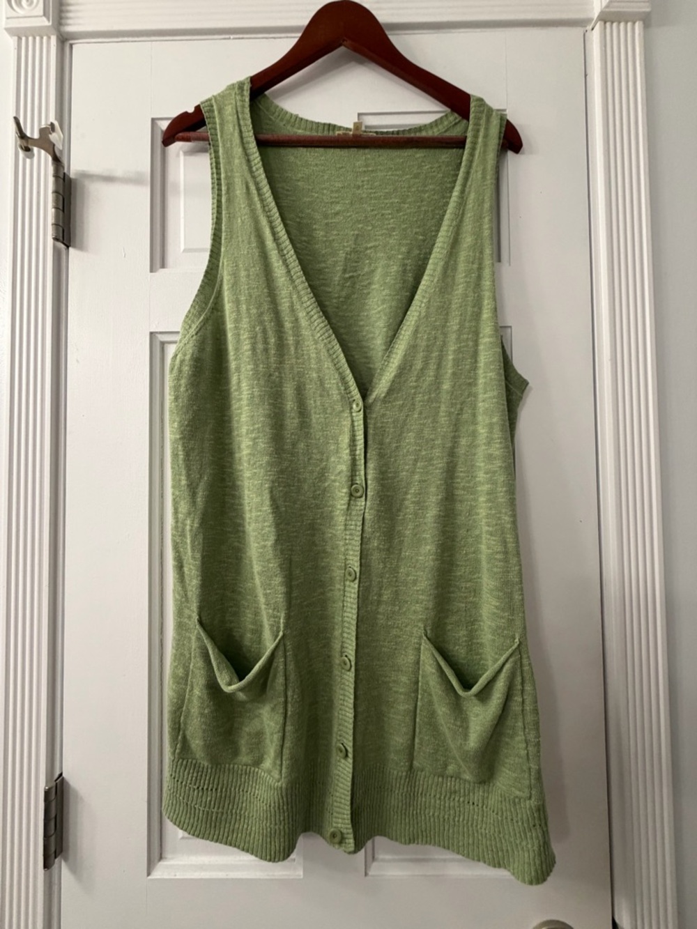 Eileen Fisher Green Knit Cardigan Vest